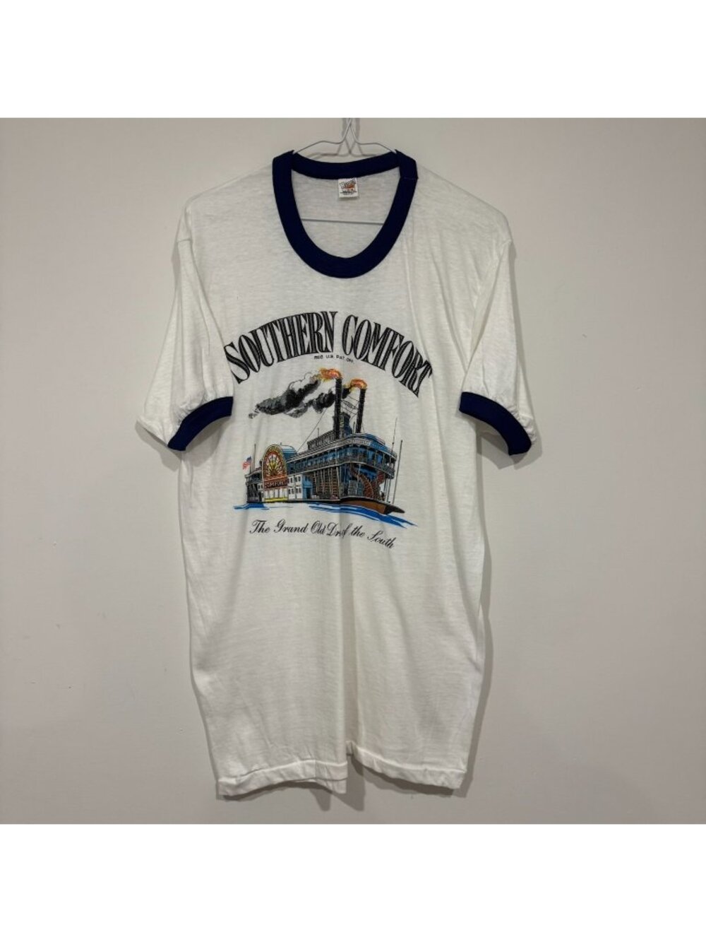 Vintage 1980s Southern Comfort Whiskey Promo Ringer T-shirt Hanes L Liquor
